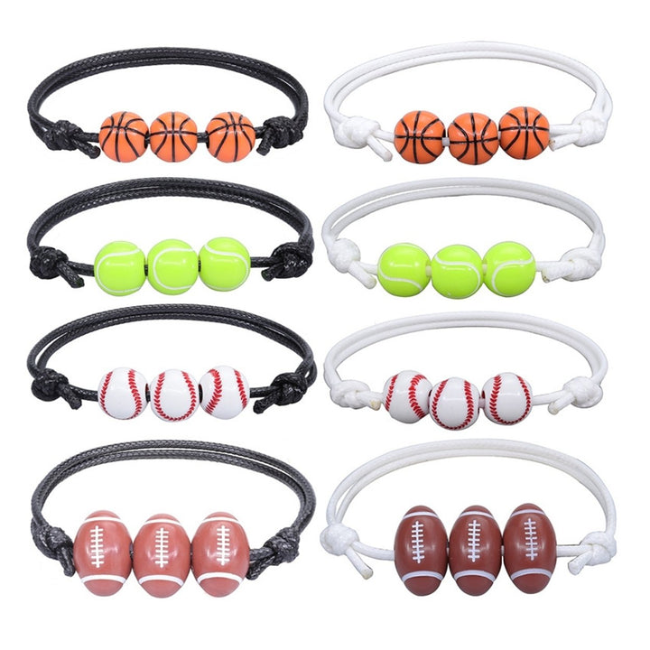 Sports Bracelet Rugby Braided Unisex Adjustable Ball Shape Bracelet Fashion Jewellery Image 1