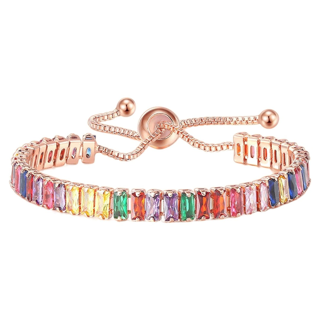 Women Bracelet Multicolor Cubic Zirconia Ladies Adjustable Beads Bangle for Party Image 2