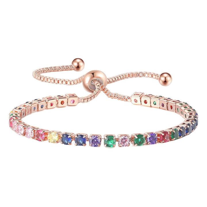 Women Bracelet Multicolor Cubic Zirconia Ladies Adjustable Beads Bangle for Party Image 6