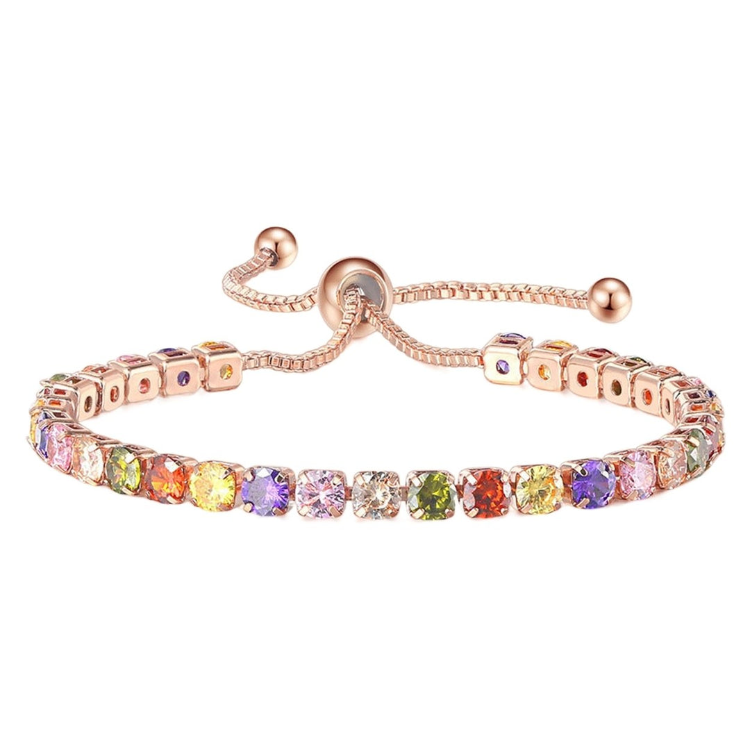 Women Bracelet Multicolor Cubic Zirconia Ladies Adjustable Beads Bangle for Party Image 7