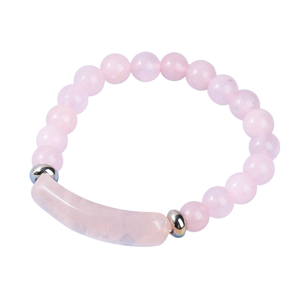 Women Bracelet 8mm Round Beads Natural Stones Elegant Pink Faux Crystal Bridge Ladies Bracelet Fashion Jewelry Image 2