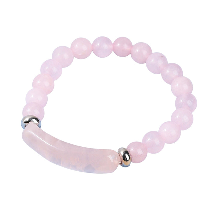 Women Bracelet 8mm Round Beads Natural Stones Elegant Pink Faux Crystal Bridge Ladies Bracelet Fashion Jewelry Image 2