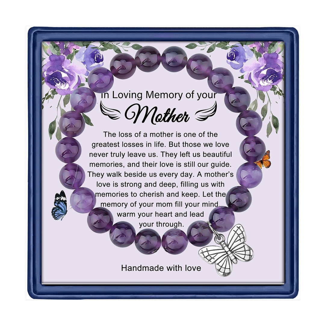 Purple Beads Bracelet Glossy Finish Angel Pendant Electroplating Jewelry Accessory for Girls Granddaughter Image 3