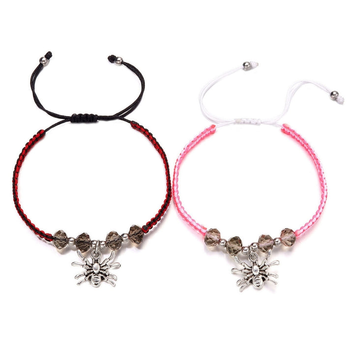 1 Pair Spider Pendant Heart Magnetic Suction Couple Bracelet Halloween Elastic Colorful Beads Bracelets Jewelry Gift Image 4