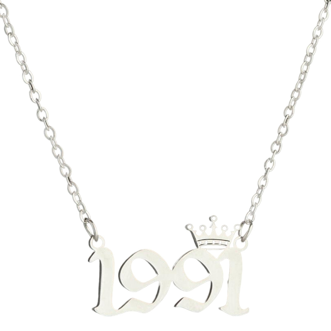 Women Sweater Chain Year 1980-1999 Stainless Steel Meaningful Number Necklace Jewelry Gifts Image 4