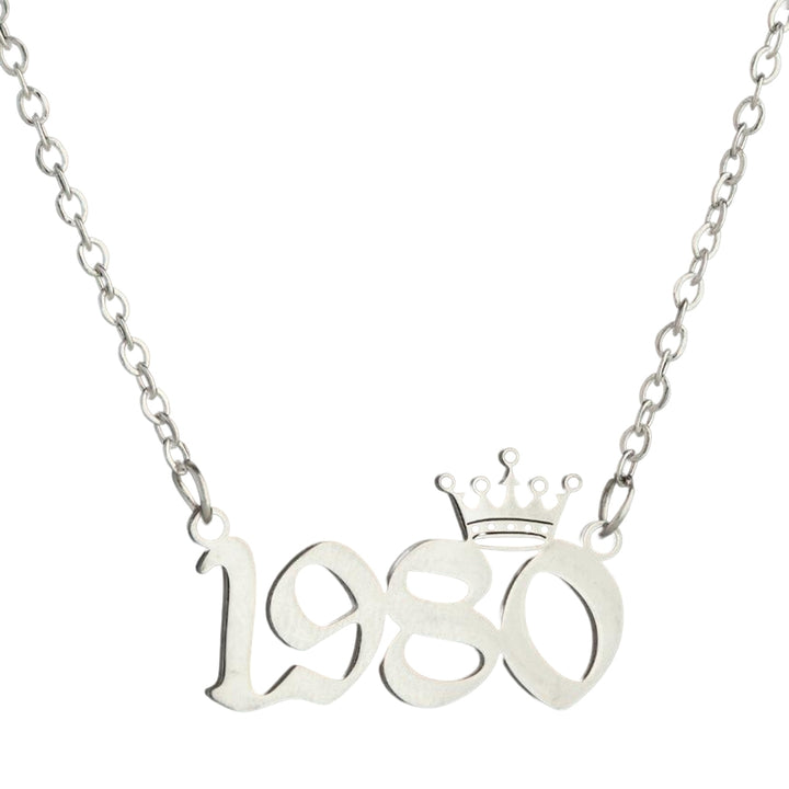 Women Sweater Chain Year 1980-1999 Stainless Steel Meaningful Number Necklace Jewelry Gifts Image 4