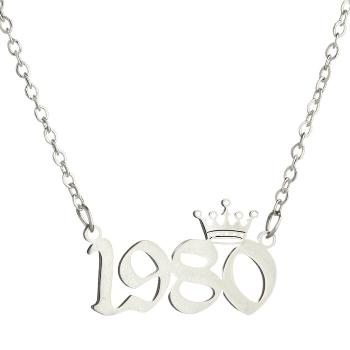 Women Sweater Chain Year 1980-1999 Stainless Steel Meaningful Number Necklace Jewelry Gifts Image 1