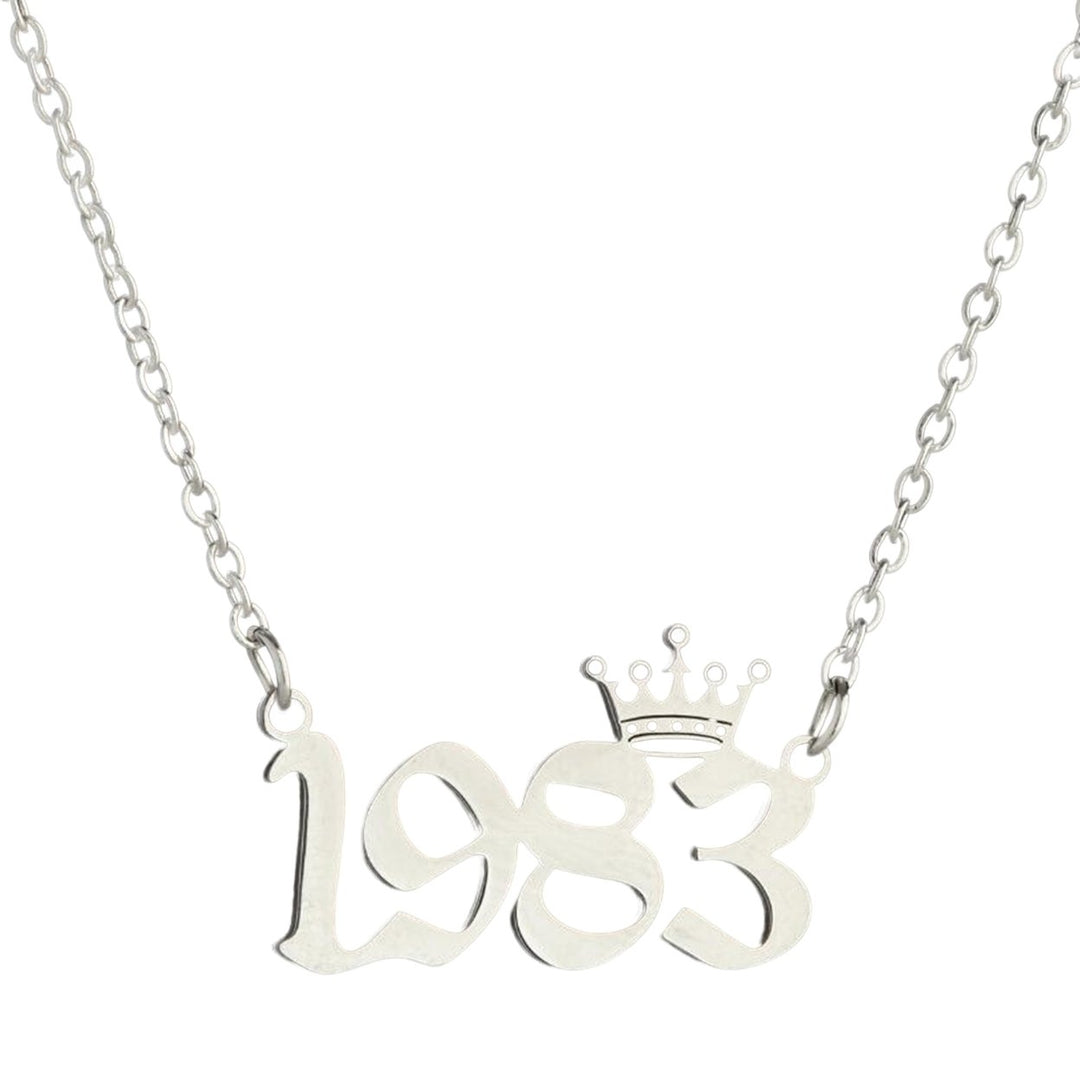 Women Sweater Chain Year 1980-1999 Stainless Steel Meaningful Number Necklace Jewelry Gifts Image 1