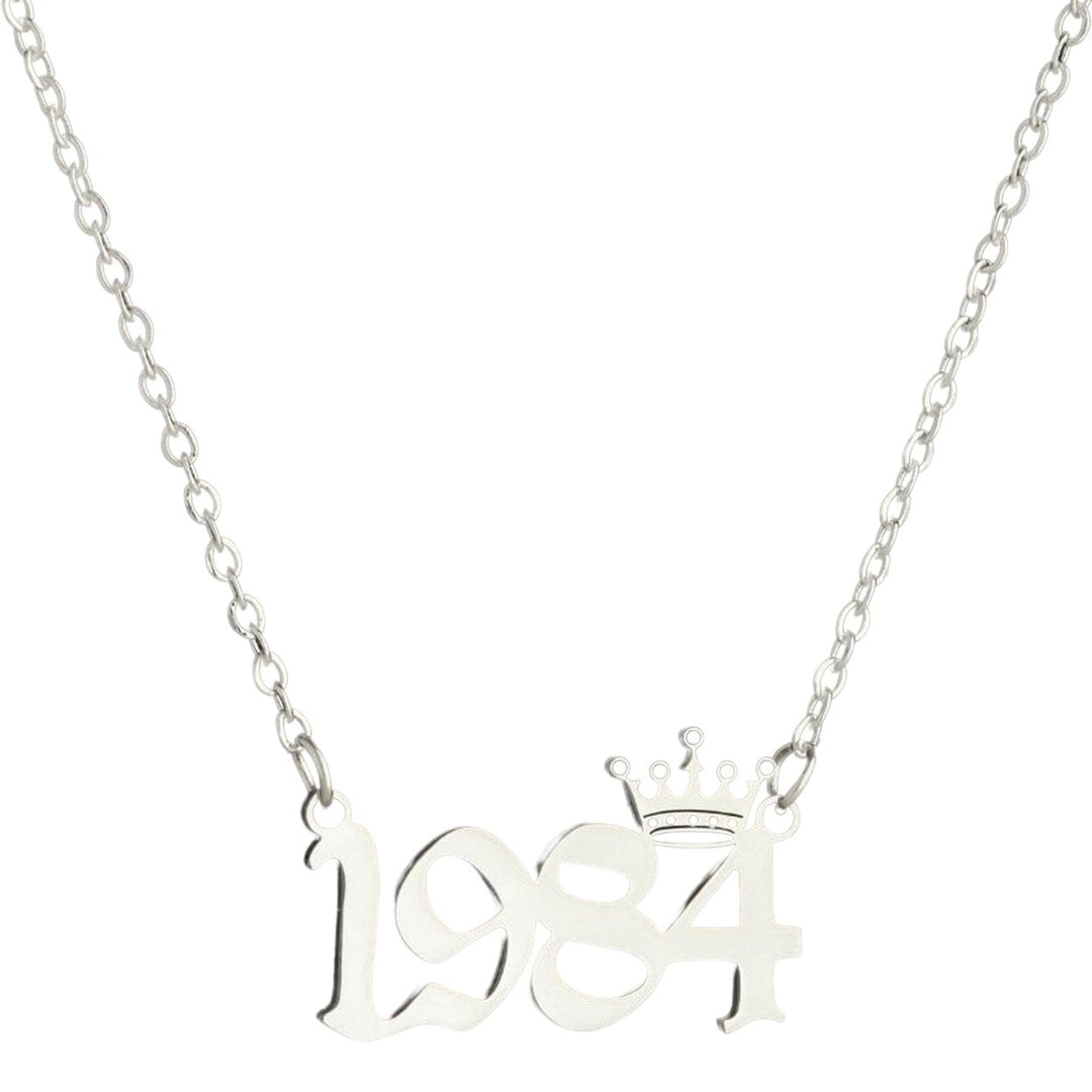 Women Sweater Chain Year 1980-1999 Stainless Steel Meaningful Number Necklace Jewelry Gifts Image 1