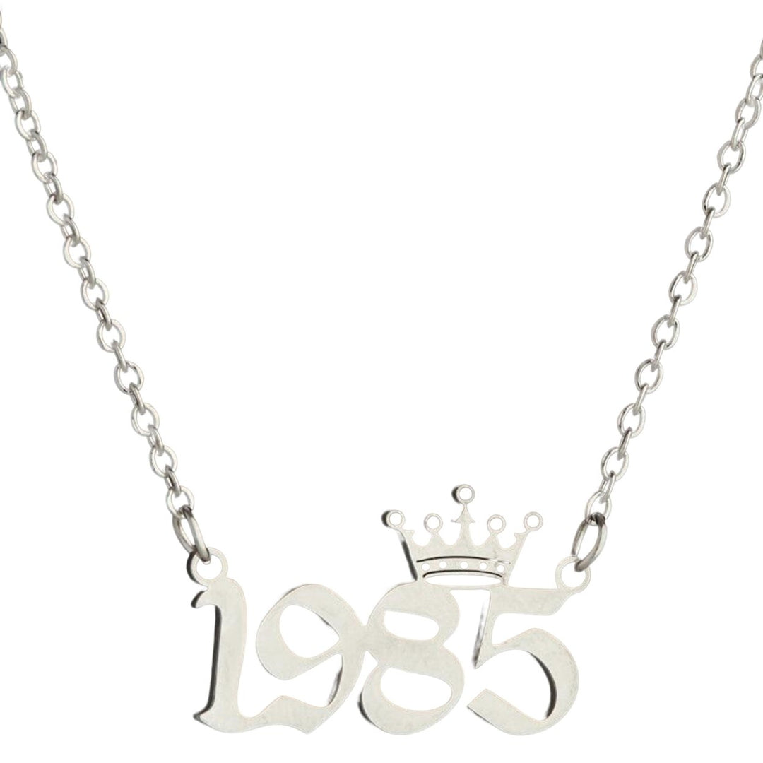 Women Sweater Chain Year 1980-1999 Stainless Steel Meaningful Number Necklace Jewelry Gifts Image 1