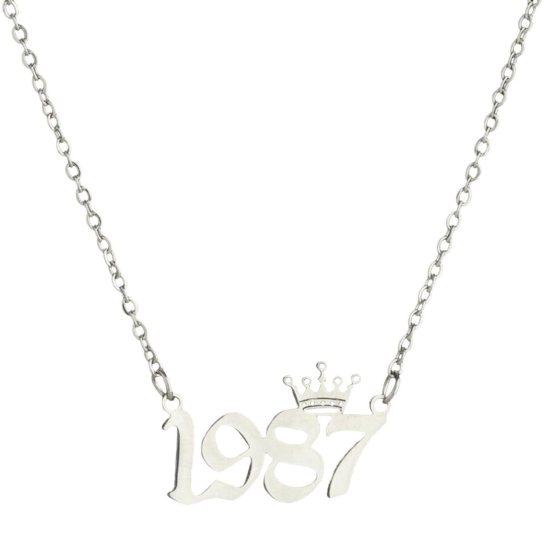 Women Sweater Chain Year 1980-1999 Stainless Steel Meaningful Number Necklace Jewelry Gifts Image 1