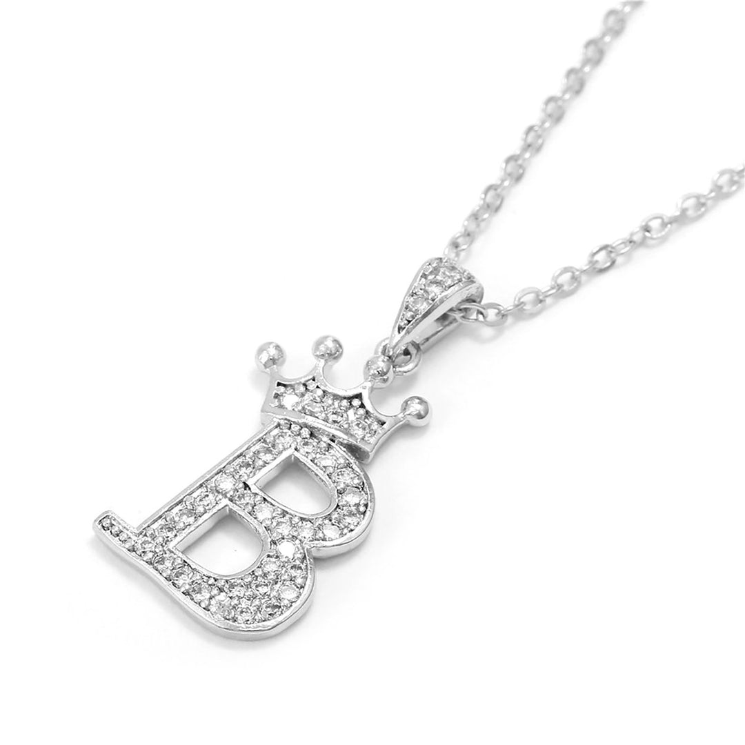 Pendant Necklace Crown 26 Letter Jewelry Sparkling Cubic Zirconia Choker Necklace Birthday Gift Image 3