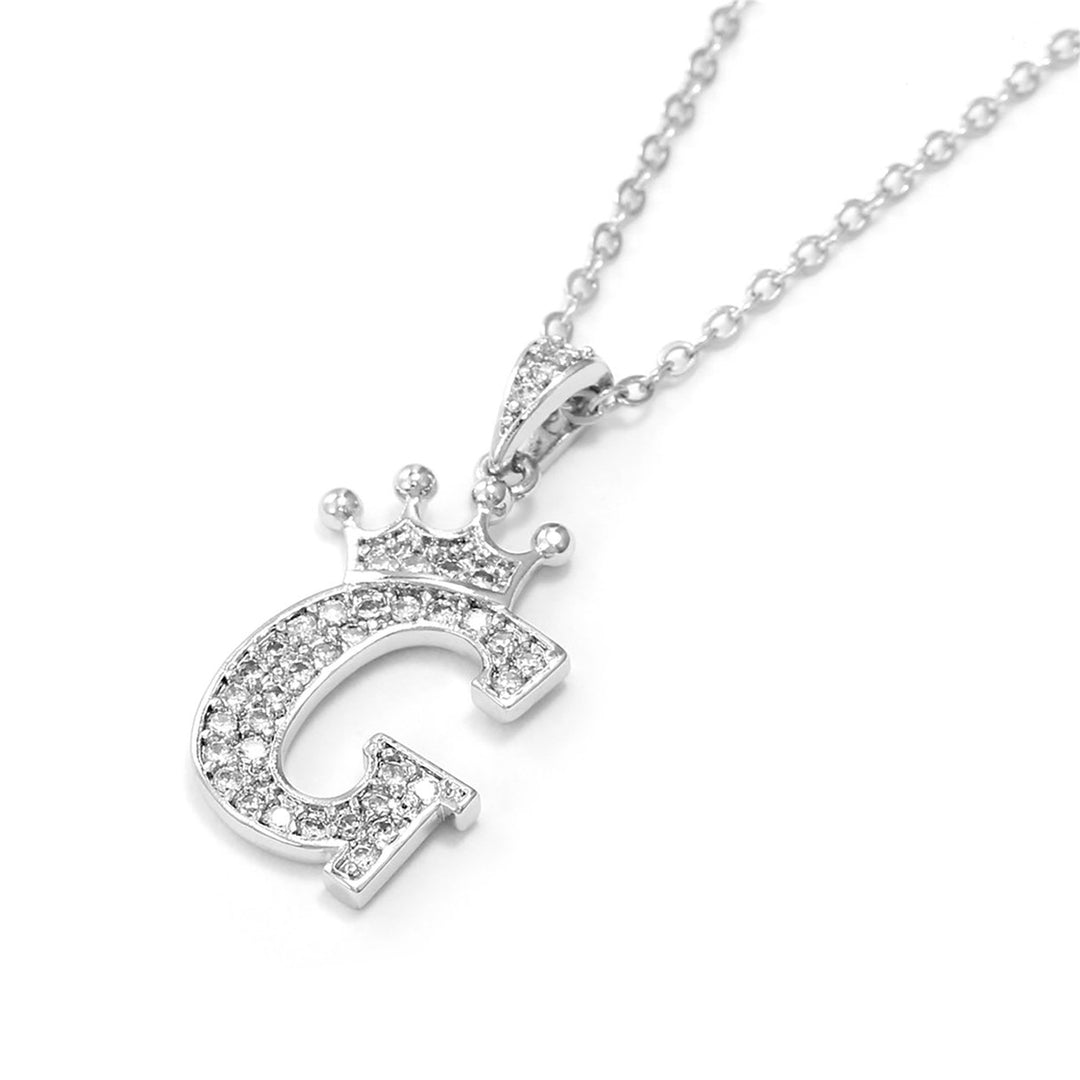 Pendant Necklace Crown 26 Letter Jewelry Sparkling Cubic Zirconia Choker Necklace Birthday Gift Image 7