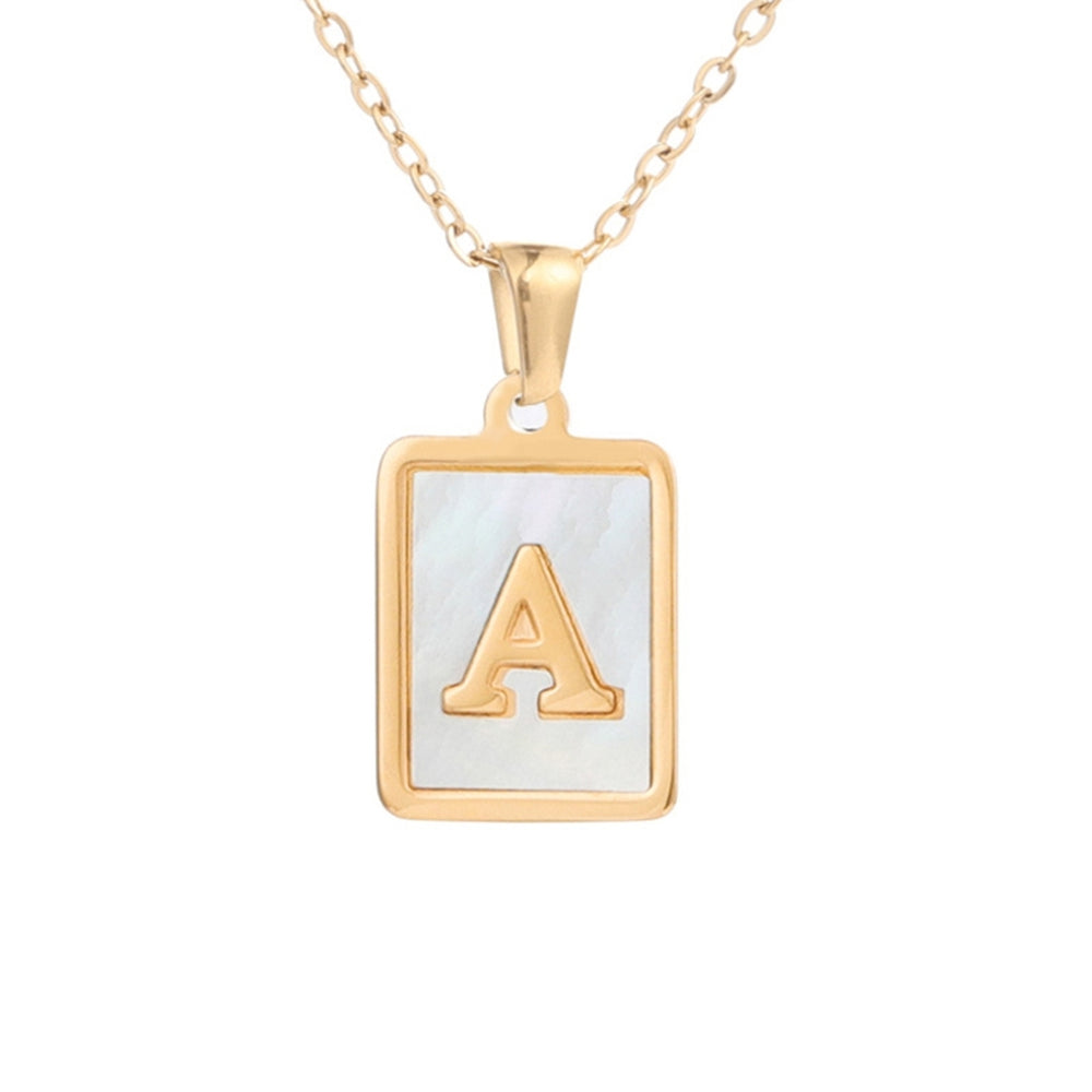 Pendant Necklace Square A-Z Letters Jewelry Plated Geometric Clavicle Chain for Wedding Image 2