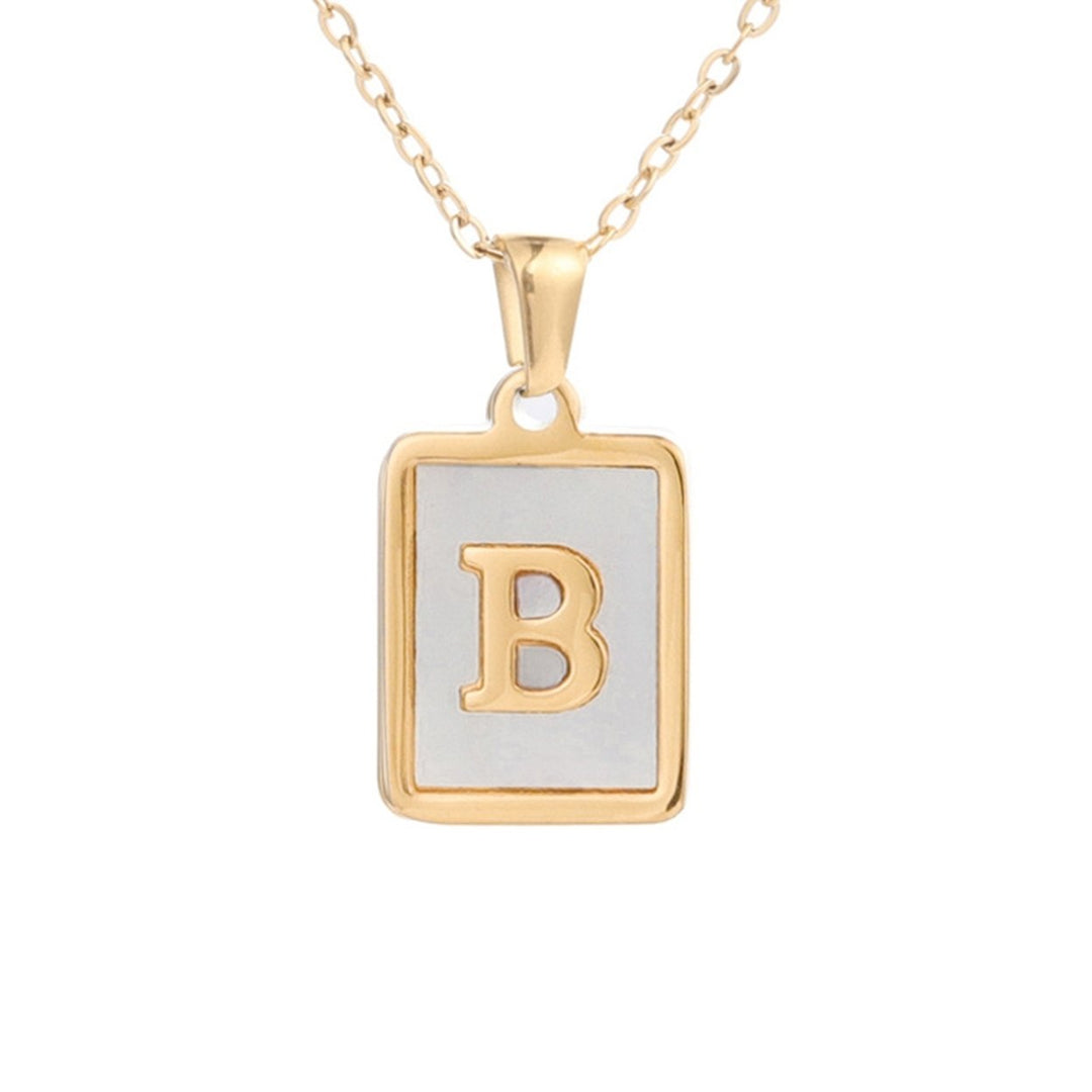 Pendant Necklace Square A-Z Letters Jewelry Plated Geometric Clavicle Chain for Wedding Image 3