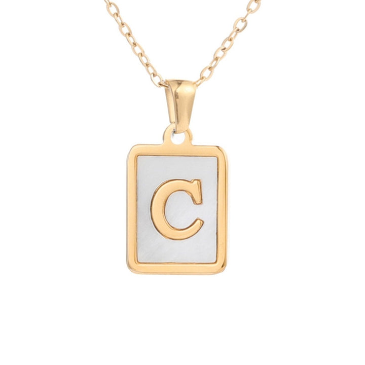 Pendant Necklace Square A-Z Letters Jewelry Plated Geometric Clavicle Chain for Wedding Image 4