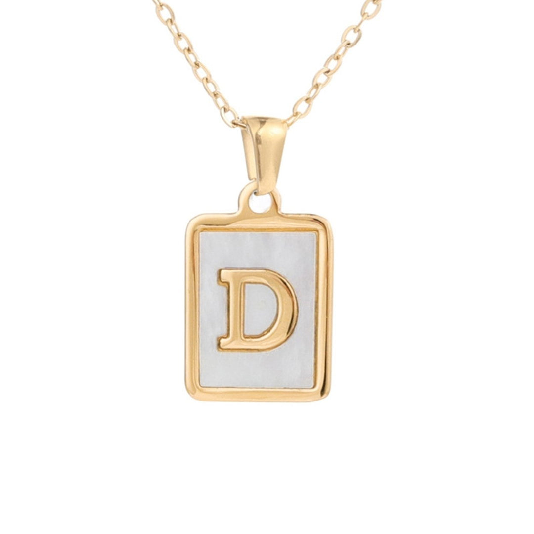 Pendant Necklace Square A-Z Letters Jewelry Plated Geometric Clavicle Chain for Wedding Image 4