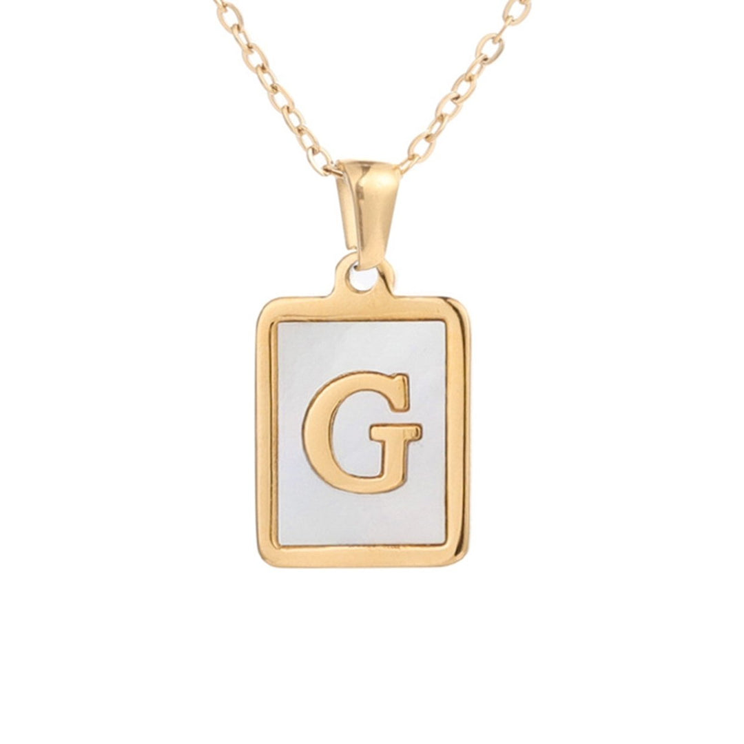 Pendant Necklace Square A-Z Letters Jewelry Plated Geometric Clavicle Chain for Wedding Image 7