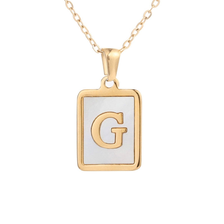 Pendant Necklace Square A-Z Letters Jewelry Plated Geometric Clavicle Chain for Wedding Image 7