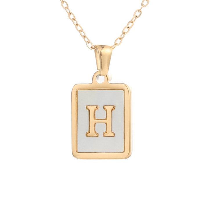 Pendant Necklace Square A-Z Letters Jewelry Plated Geometric Clavicle Chain for Wedding Image 8