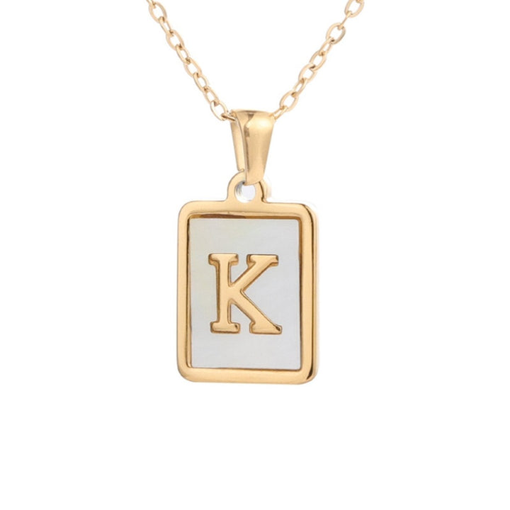 Pendant Necklace Square A-Z Letters Jewelry Plated Geometric Clavicle Chain for Wedding Image 9