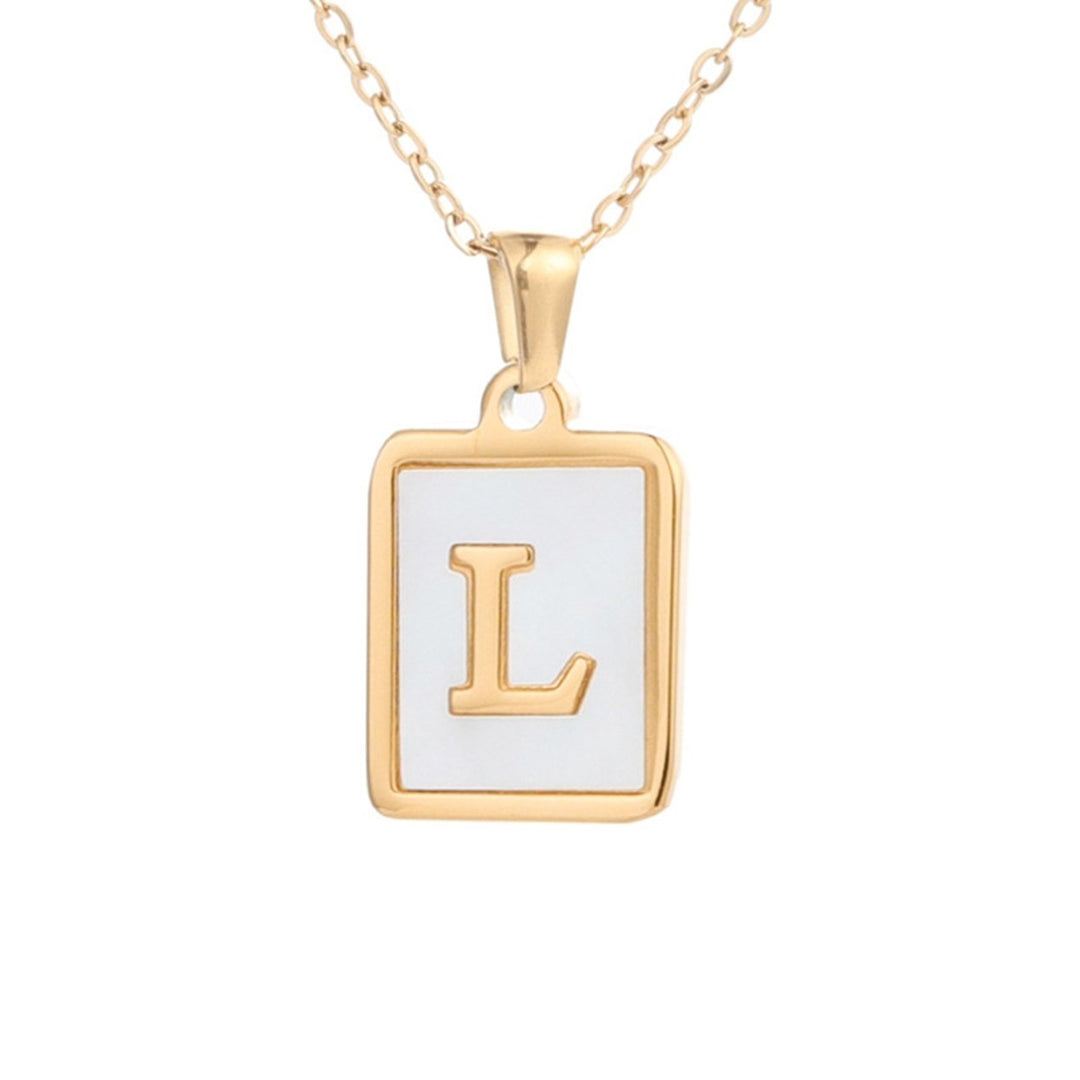 Pendant Necklace Square A-Z Letters Jewelry Plated Geometric Clavicle Chain for Wedding Image 10