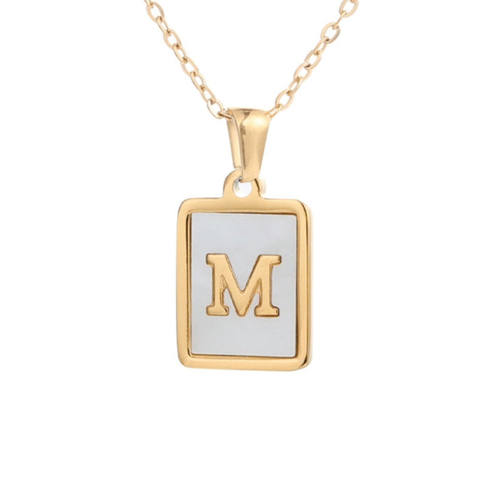 Pendant Necklace Square A-Z Letters Jewelry Plated Geometric Clavicle Chain for Wedding Image 11