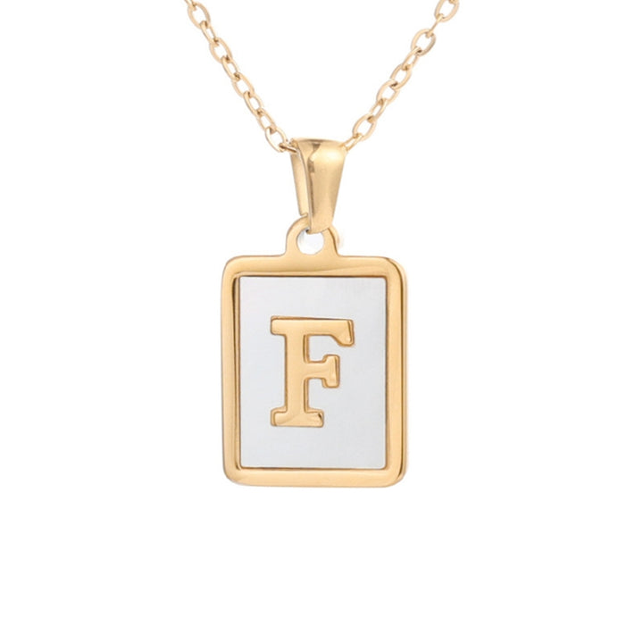 Pendant Necklace Square A-Z Letters Jewelry Plated Geometric Clavicle Chain for Wedding Image 12