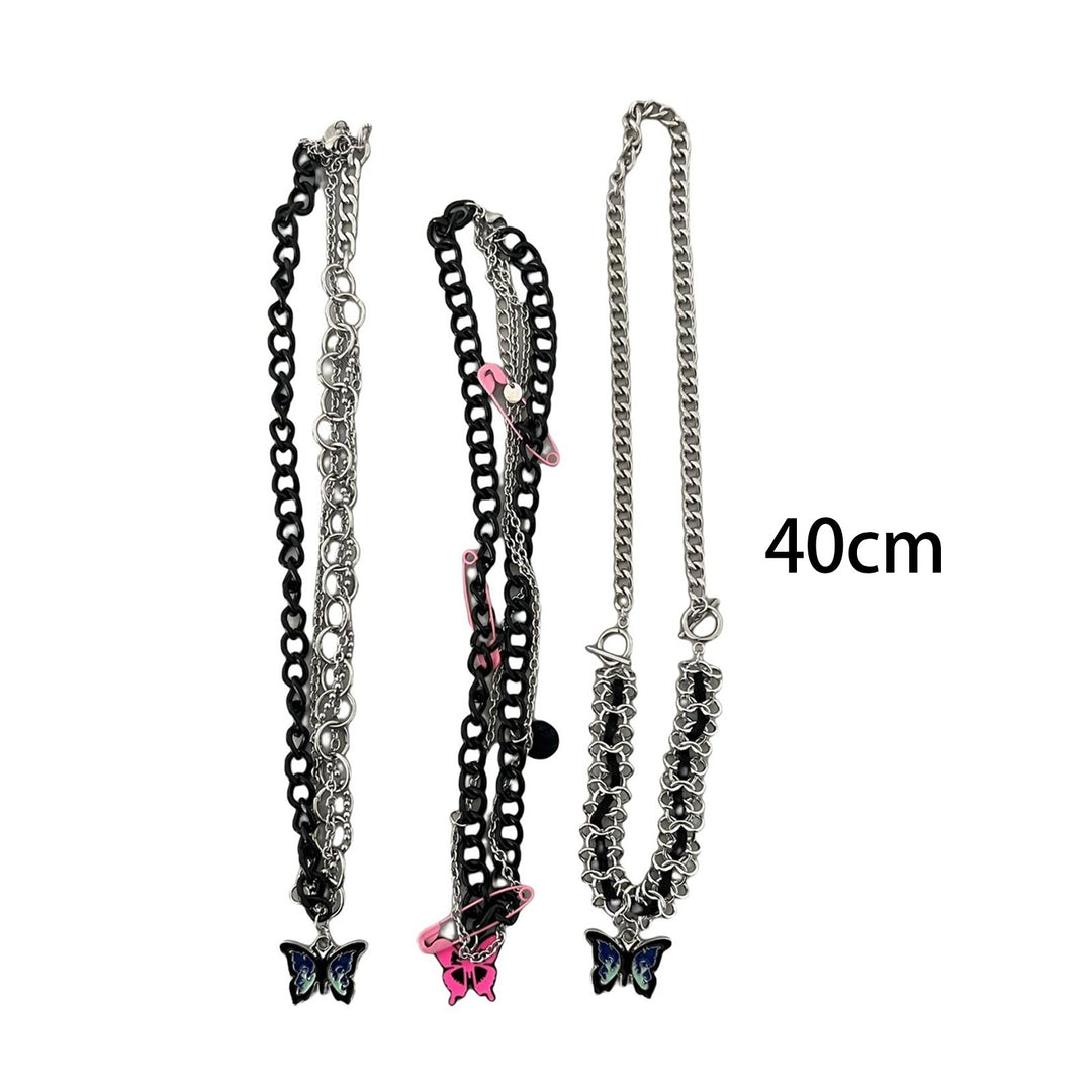 Necklace Chain Personality Twisted Chain Double Layer with Pin Cool Girl Butterfly Sweater Necklace Jewelry Accessory Image 8