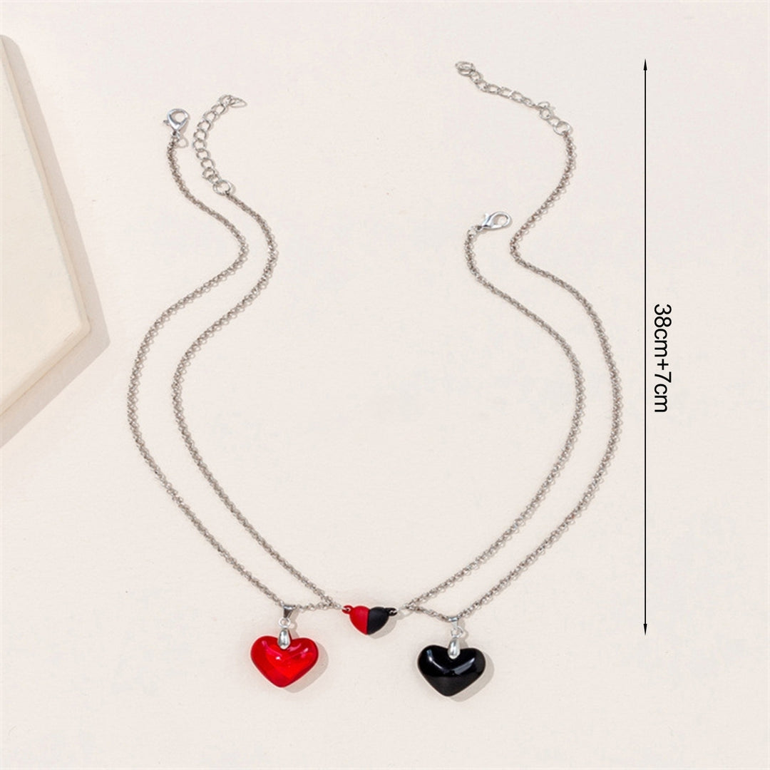 1 Pair Couple Necklace Magnetic Two-tone Slim Link Chain Hypoallergenic Love Heart Natural Stone Pendant Necklace Image 11