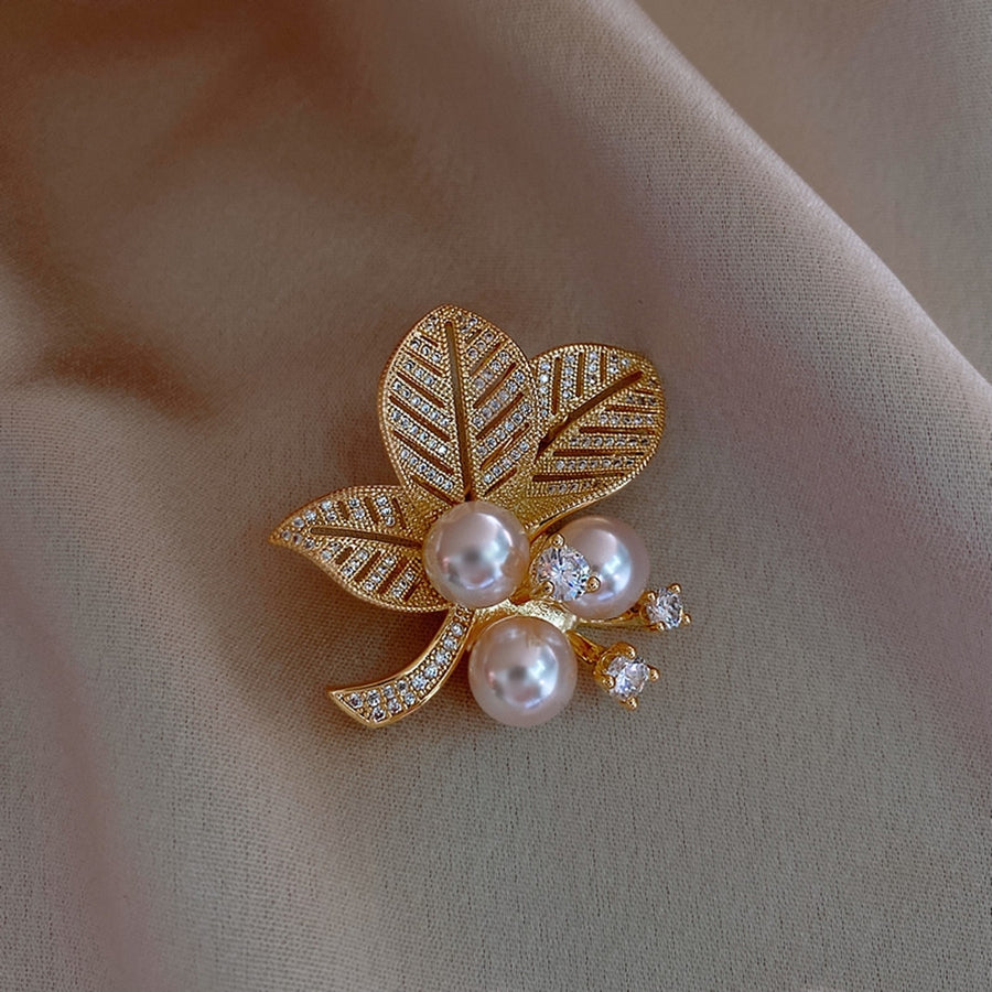 Brooch Pin Bow Faux Pearls Female Sparkling Long Lasting Brooch Clothes Decor Image 1