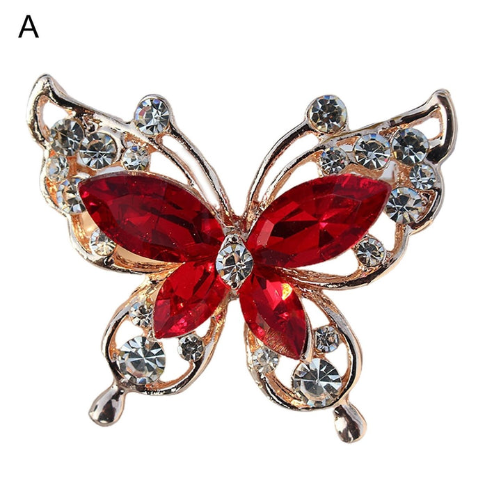 Lady Pin Rhinestone Butterfly Shape Multi Colors Stainless Dress Brooch for Prom Image 1