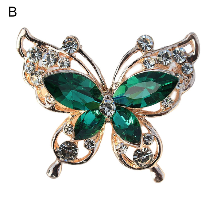 Lady Pin Rhinestone Butterfly Shape Multi Colors Stainless Dress Brooch for Prom Image 3