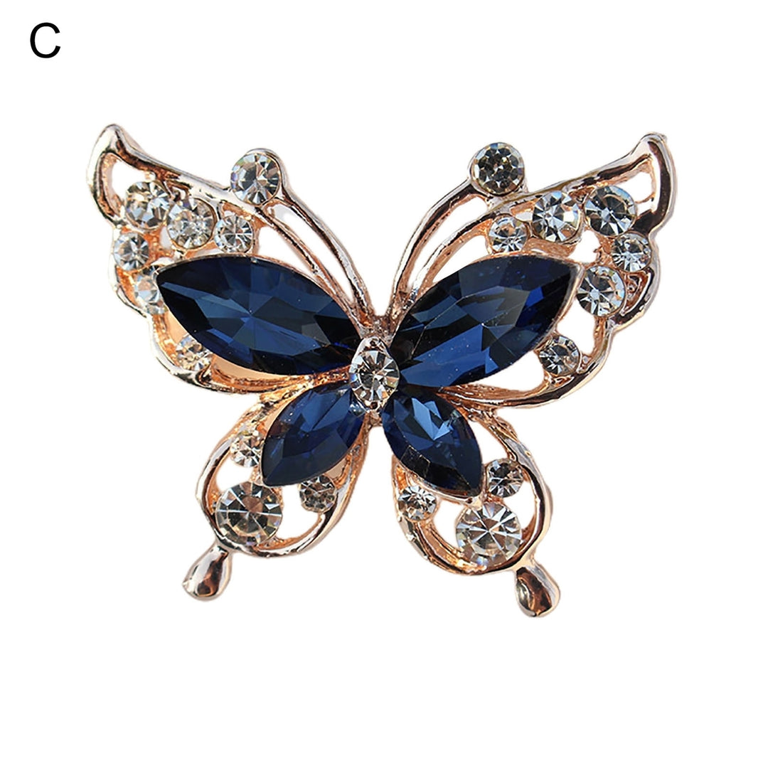 Lady Pin Rhinestone Butterfly Shape Multi Colors Stainless Dress Brooch for Prom Image 4