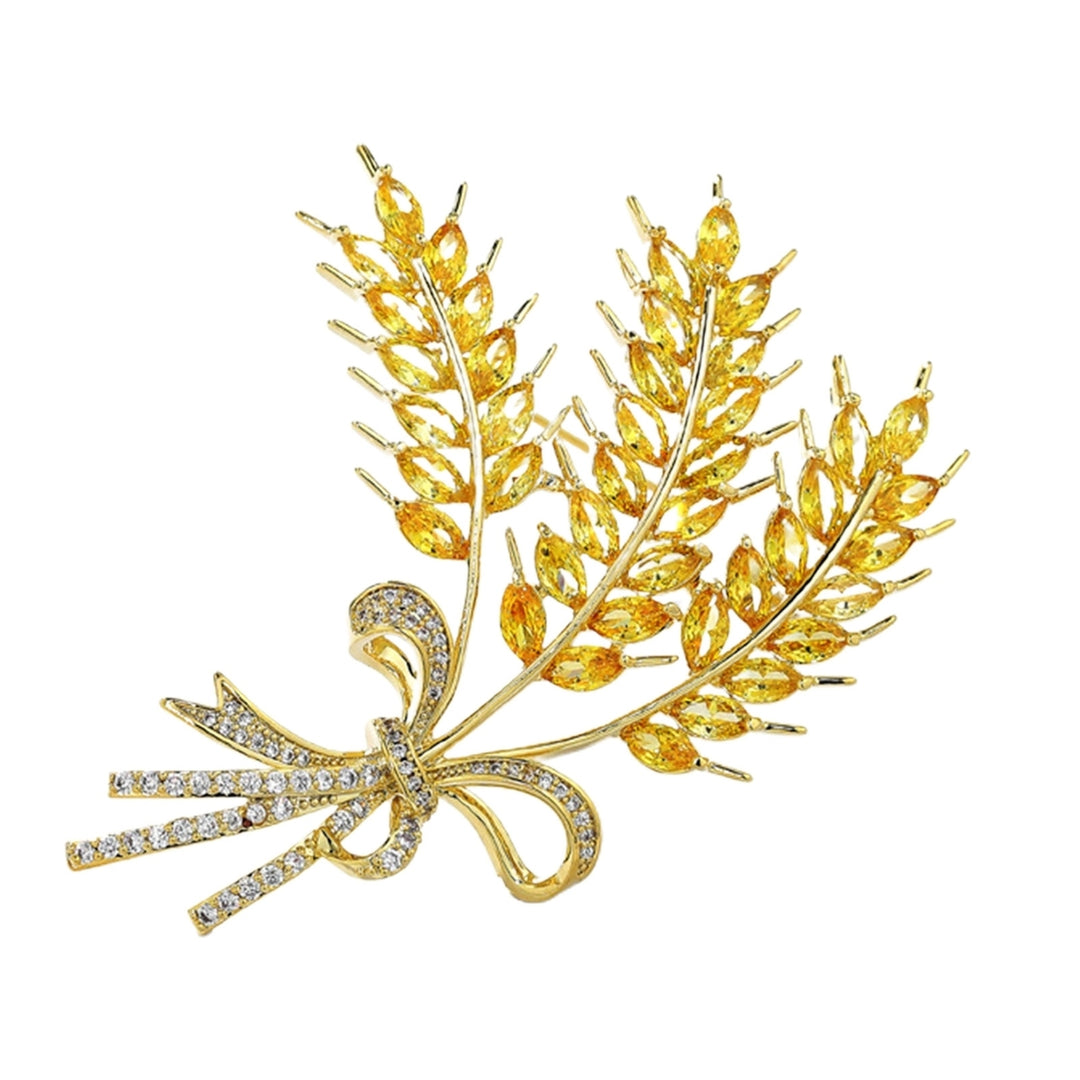 Brooch Pin Sunflower Rhinestones Jewelry Electroplating Wheat Ears Shaped Brooch Clothes Decor Image 4
