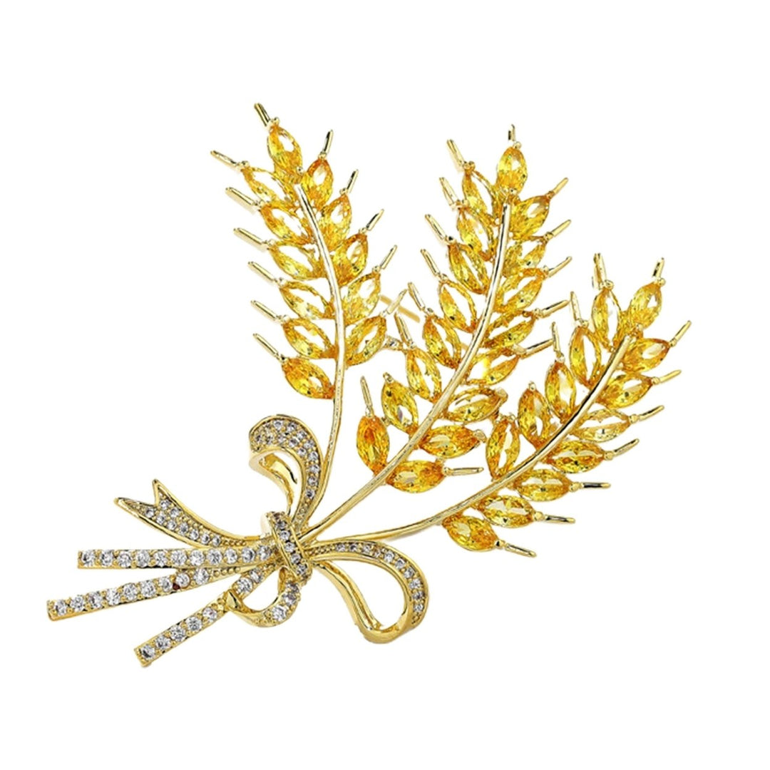 Brooch Pin Sunflower Rhinestones Jewelry Electroplating Wheat Ears Shaped Brooch Clothes Decor Image 1