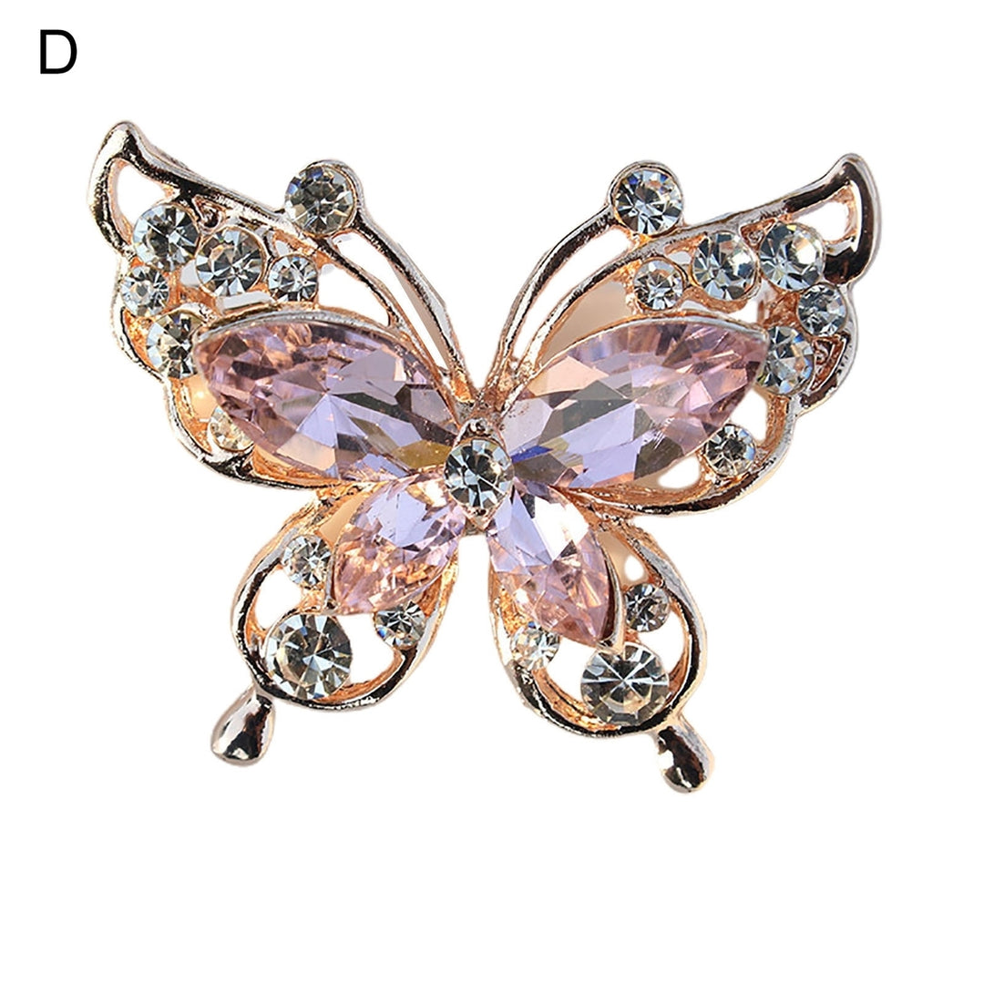 Lady Pin Rhinestone Butterfly Shape Multi Colors Stainless Dress Brooch for Prom Image 4