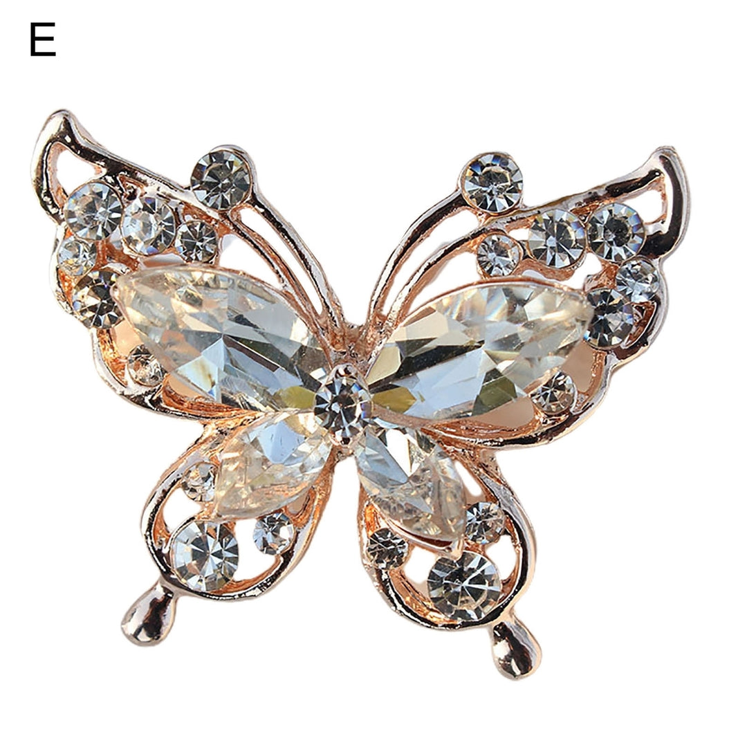 Lady Pin Rhinestone Butterfly Shape Multi Colors Stainless Dress Brooch for Prom Image 6