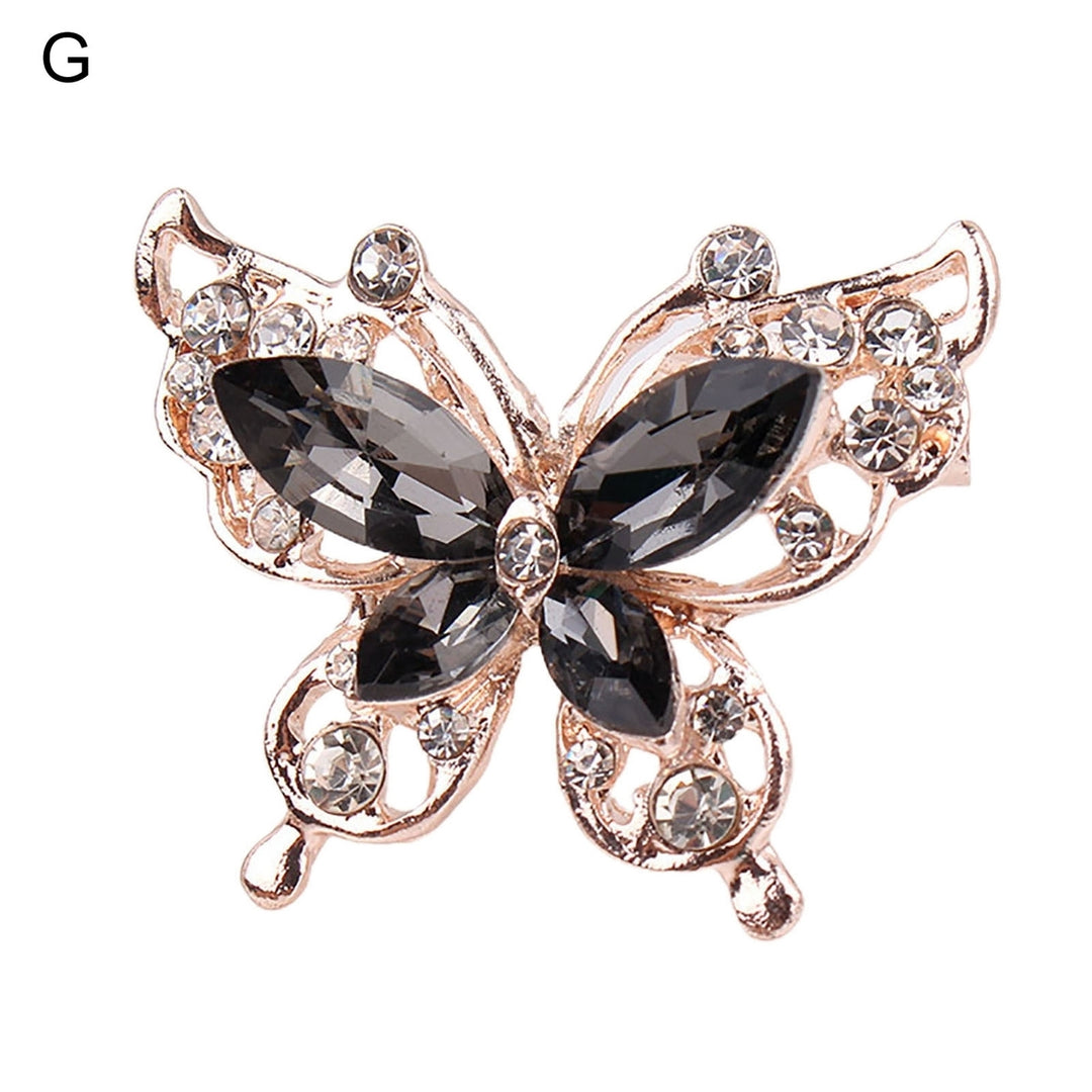 Lady Pin Rhinestone Butterfly Shape Multi Colors Stainless Dress Brooch for Prom Image 7