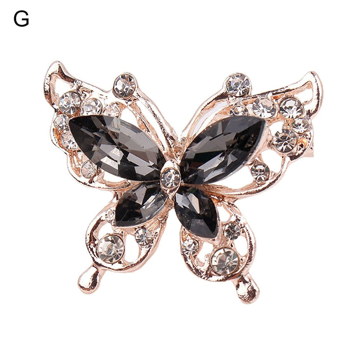 Lady Pin Rhinestone Butterfly Shape Multi Colors Stainless Dress Brooch for Prom Image 1