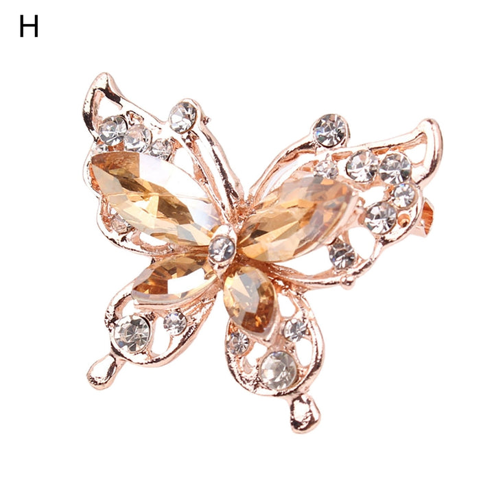 Lady Pin Rhinestone Butterfly Shape Multi Colors Stainless Dress Brooch for Prom Image 8