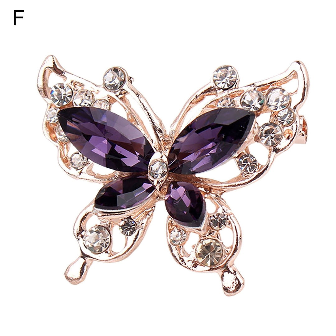 Lady Pin Rhinestone Butterfly Shape Multi Colors Stainless Dress Brooch for Prom Image 9