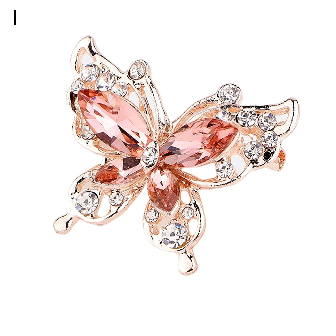 Lady Pin Rhinestone Butterfly Shape Multi Colors Stainless Dress Brooch for Prom Image 10