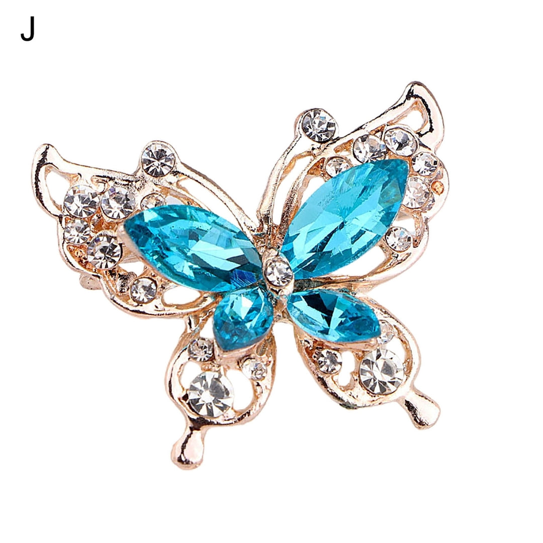 Lady Pin Rhinestone Butterfly Shape Multi Colors Stainless Dress Brooch for Prom Image 11