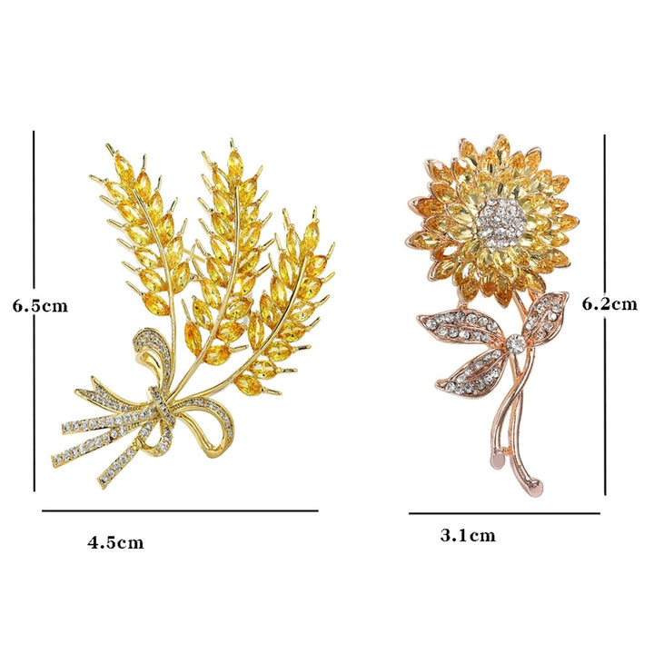 Brooch Pin Sunflower Rhinestones Jewelry Electroplating Wheat Ears Shaped Brooch Clothes Decor Image 12