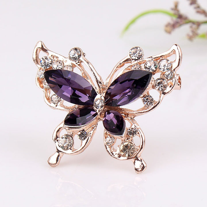 Lady Pin Rhinestone Butterfly Shape Multi Colors Stainless Dress Brooch for Prom Image 12