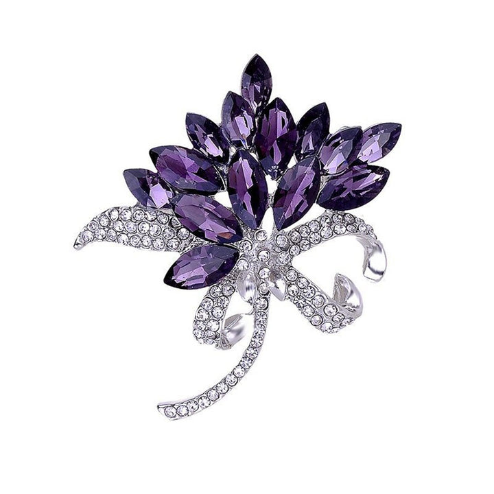 Brooch Pin Bauhinia Faux Crystal Jewelry Shining Floral Brooch Clothing Accessories Image 2