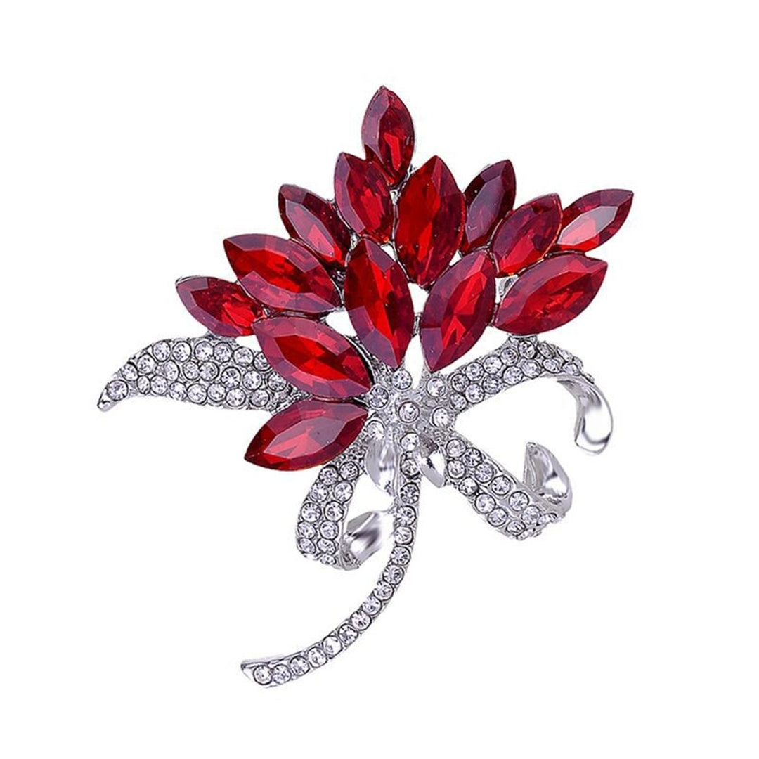 Brooch Pin Bauhinia Faux Crystal Jewelry Shining Floral Brooch Clothing Accessories Image 3