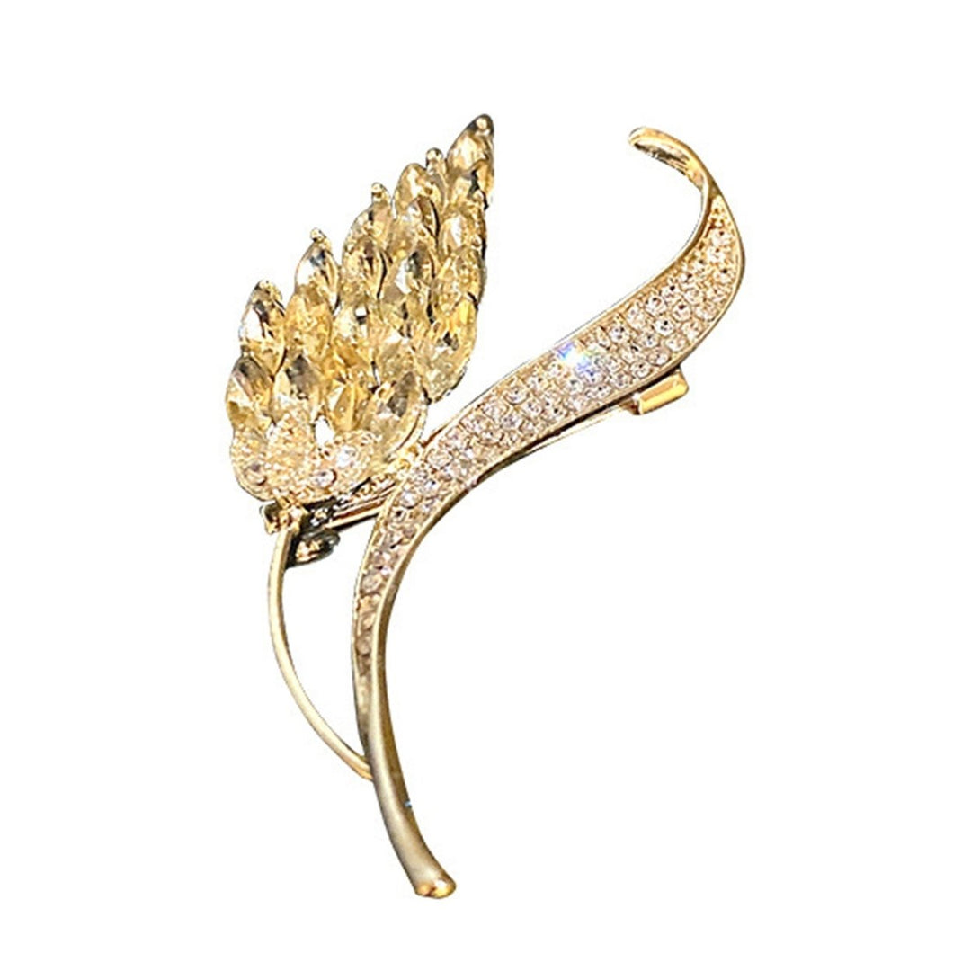 Brooch Pin Wheat Ears Shaped Rhinestones Jewelry Flower Faux Pearl Brooch Clothes Decor Image 2