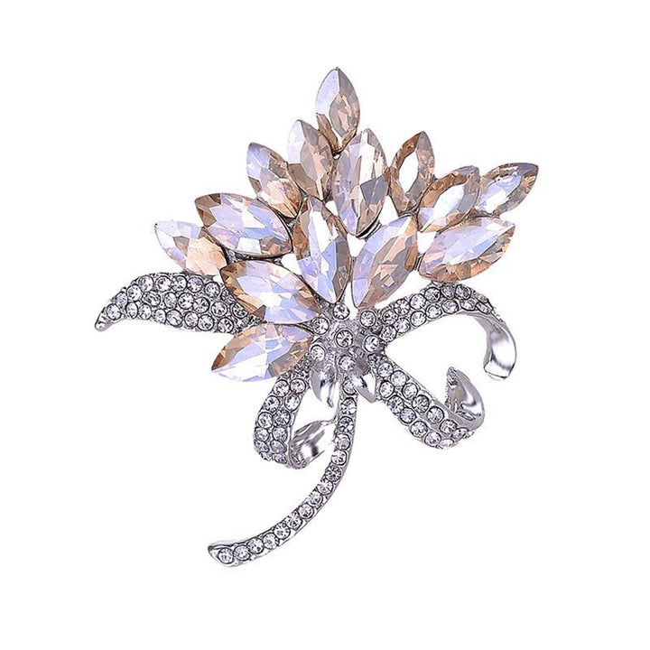 Brooch Pin Bauhinia Faux Crystal Jewelry Shining Floral Brooch Clothing Accessories Image 4